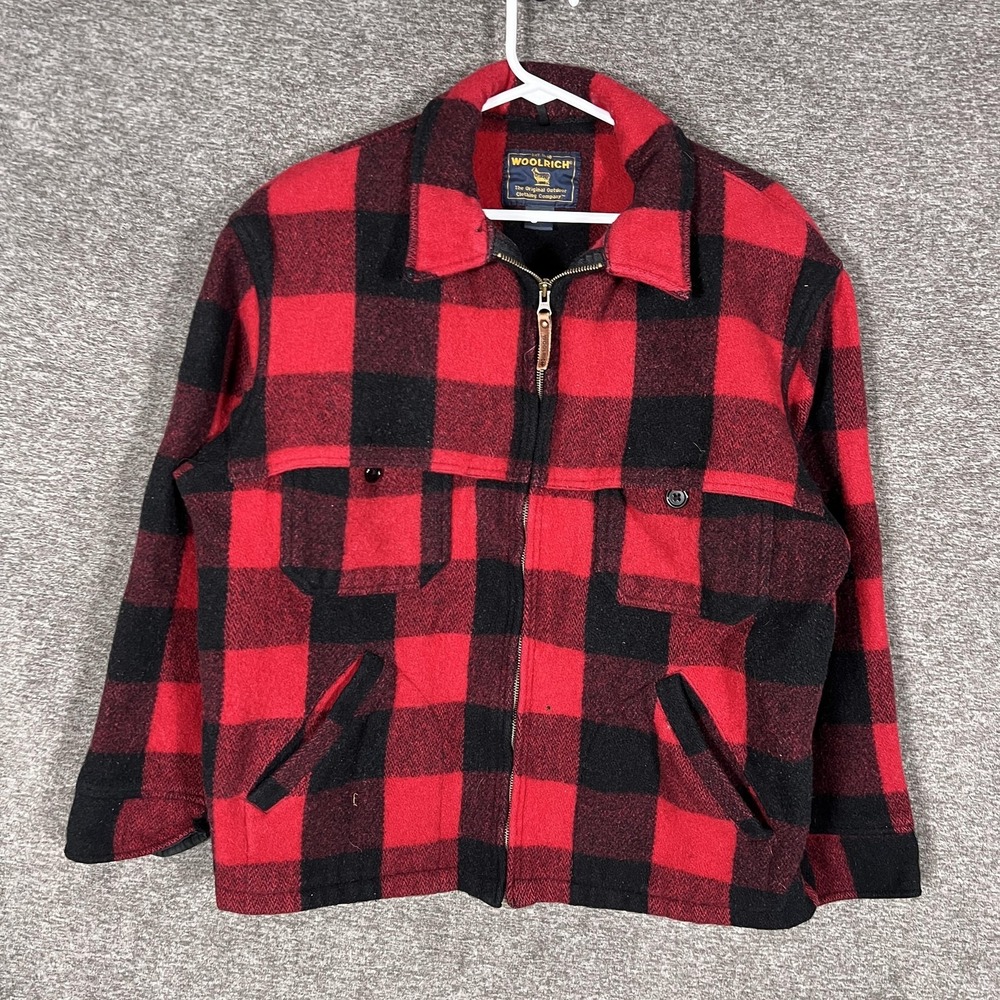 Woolrich Jacket‎ Mens Medium Red Buffalo Plaid Wool Hunting Outdoor Mackinaw